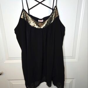 Mossimo Black Cami with Gold Sequins